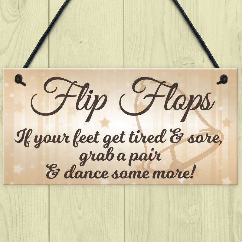 RED OCEAN Flip Flop Grab A Pair And Dance Wedding Prop Hanging Plaque Decoration Gift Sign - Image 2